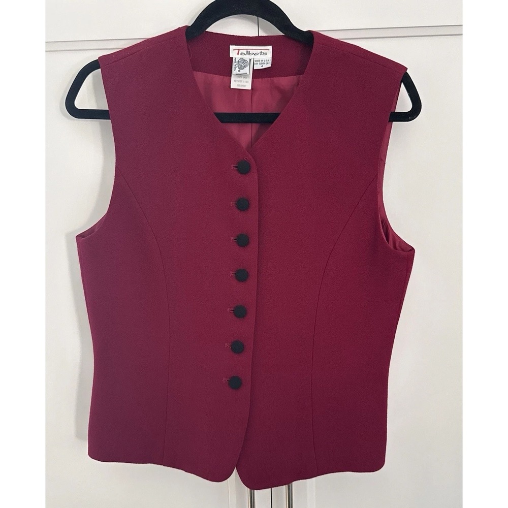 Vintage Talbots Vest 100% Wool Button Front 90's USA Corporate Chic Vtg Preppy 4